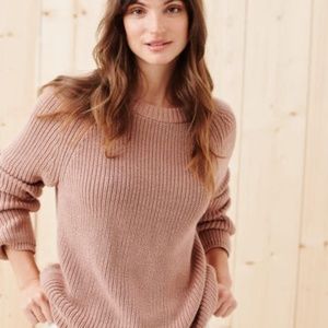 Jenni Kayne Cotton Fisherman Sweater in Rose XS